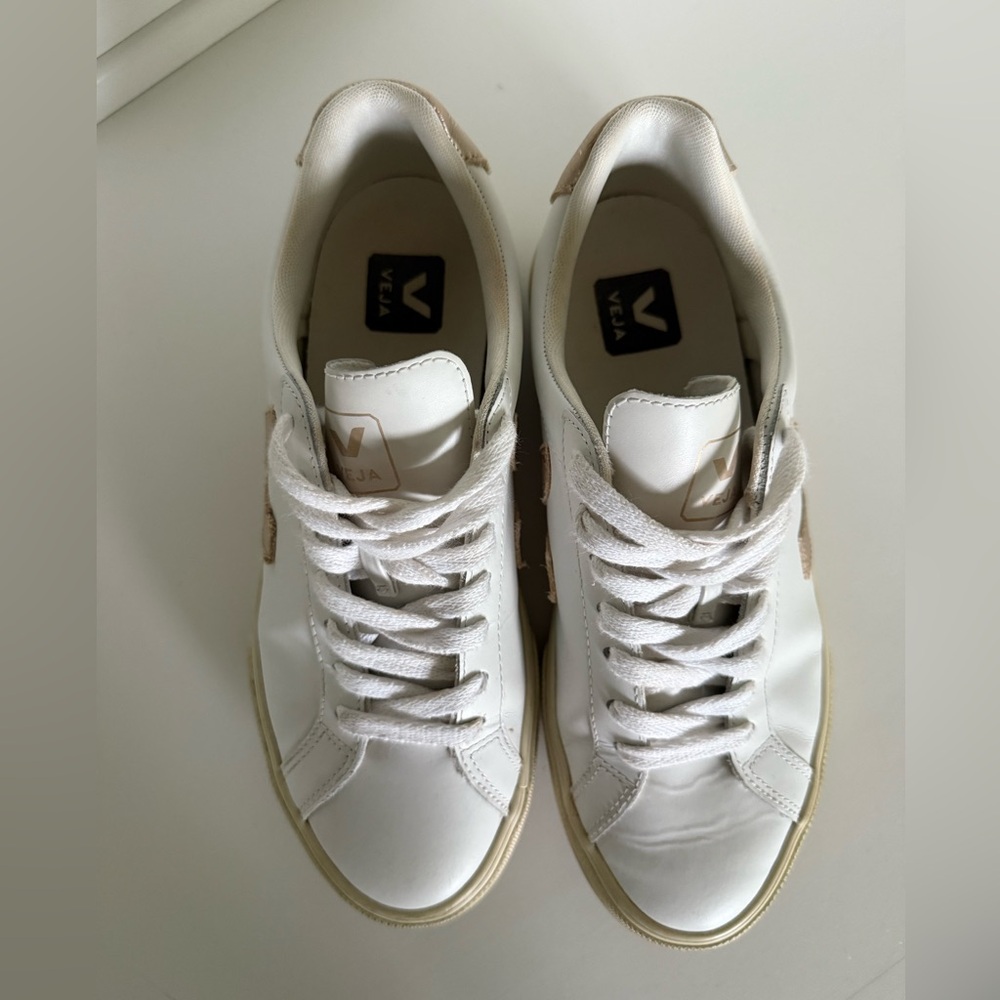 Veja Cream and Tan Sneakers - Picture 10 of 15